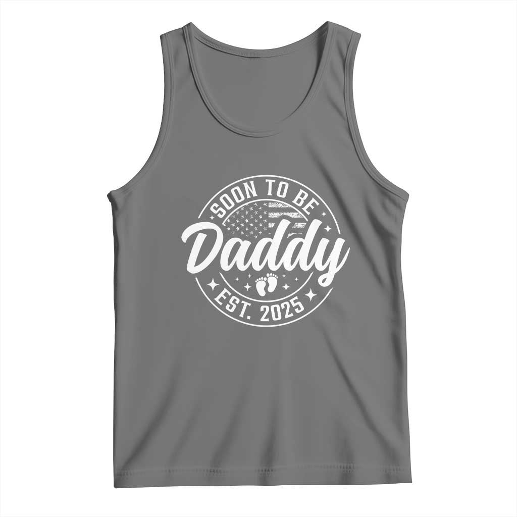Funny Promoted To Daddy 2025 Tank Top Newborn Vintage American Flag Baby Footprint