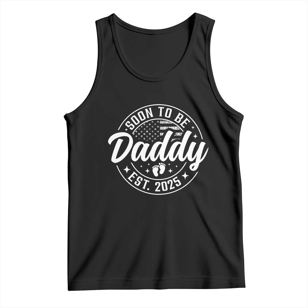 Funny Promoted To Daddy 2025 Tank Top Newborn Vintage American Flag Baby Footprint