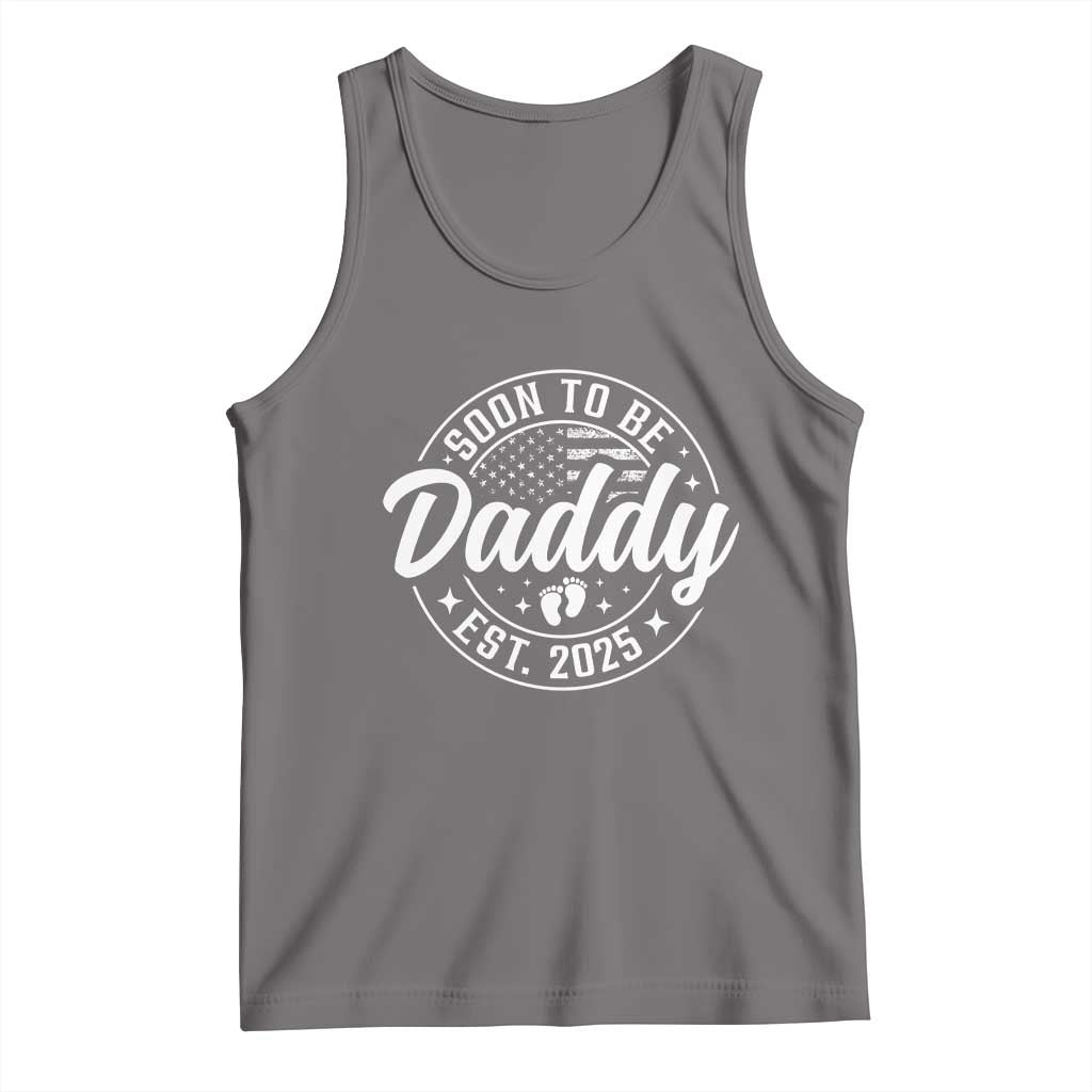 Funny Promoted To Daddy 2025 Tank Top Newborn Vintage American Flag Baby Footprint