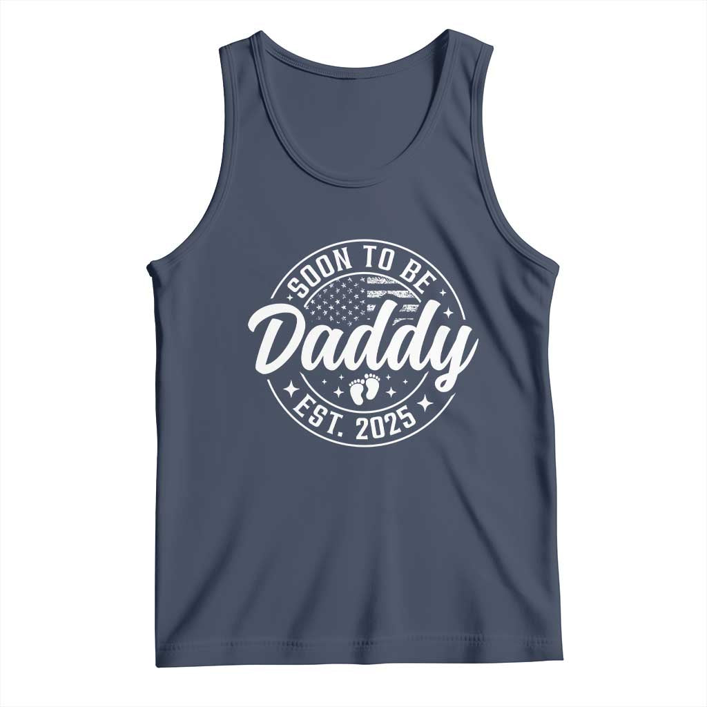 Funny Promoted To Daddy 2025 Tank Top Newborn Vintage American Flag Baby Footprint