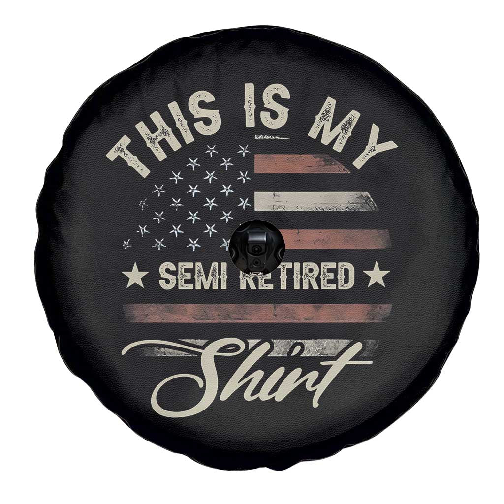 Funny Semi Retirement Spare Tire Cover This Is My Semi Retired Slogan Pun American Flag
