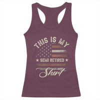 Funny Semi Retirement Racerback Tank Top This Is My Semi Retired Slogan Pun American Flag