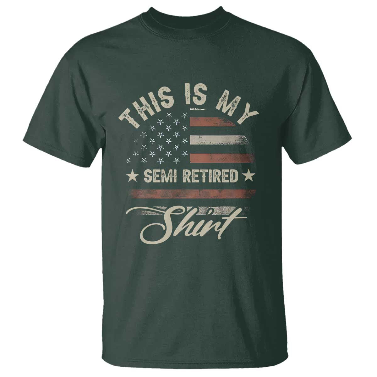 Funny Semi Retirement T Shirt This Is My Semi Retired Slogan Pun American Flag