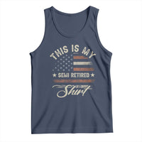 Funny Semi Retirement Tank Top This Is My Semi Retired Slogan Pun American Flag
