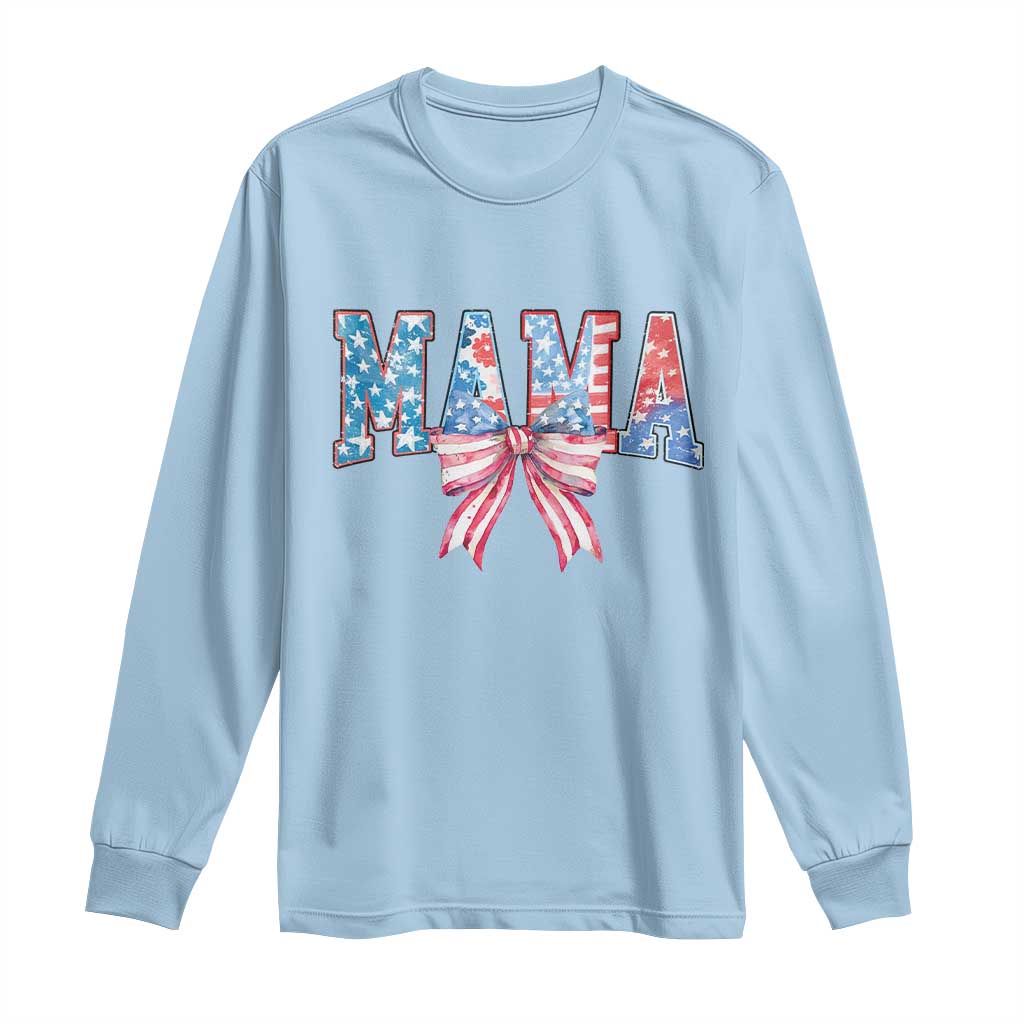 Funny American Patriotic Mama Coquette Long Sleeve Shirt 4th Of July Mother's Day