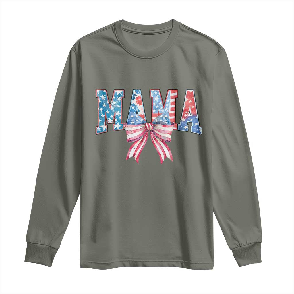 Funny American Patriotic Mama Coquette Long Sleeve Shirt 4th Of July Mother's Day