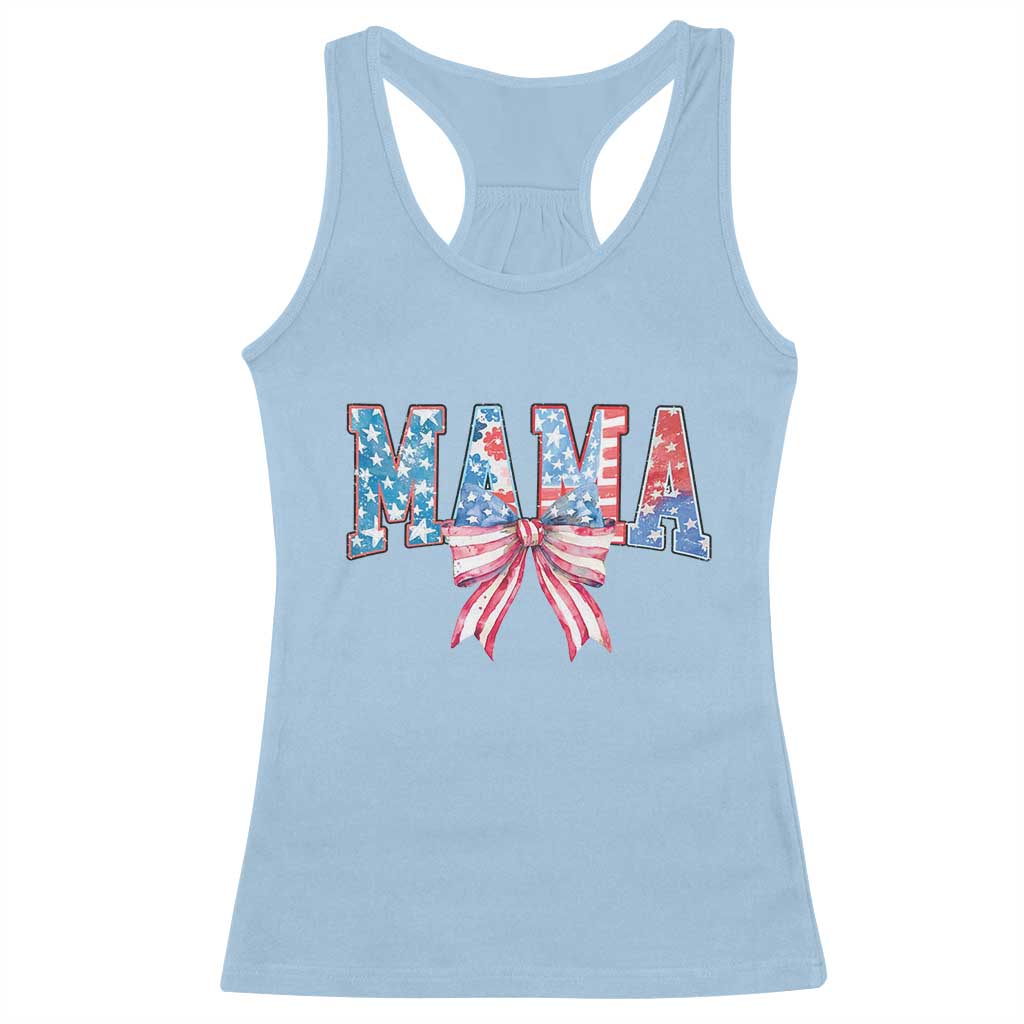 Funny American Patriotic Mama Coquette Racerback Tank Top 4th Of July Mother's Day