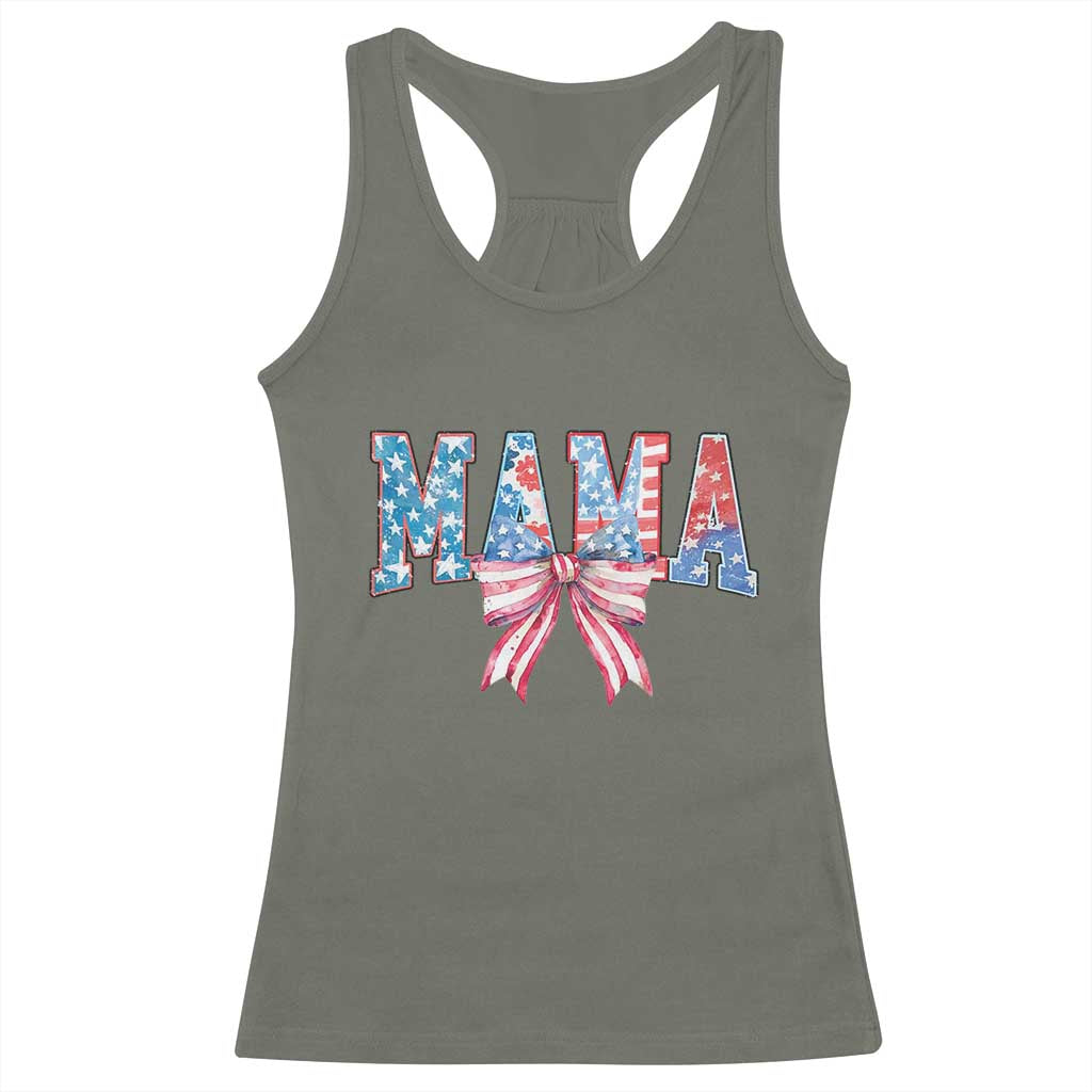Funny American Patriotic Mama Coquette Racerback Tank Top 4th Of July Mother's Day