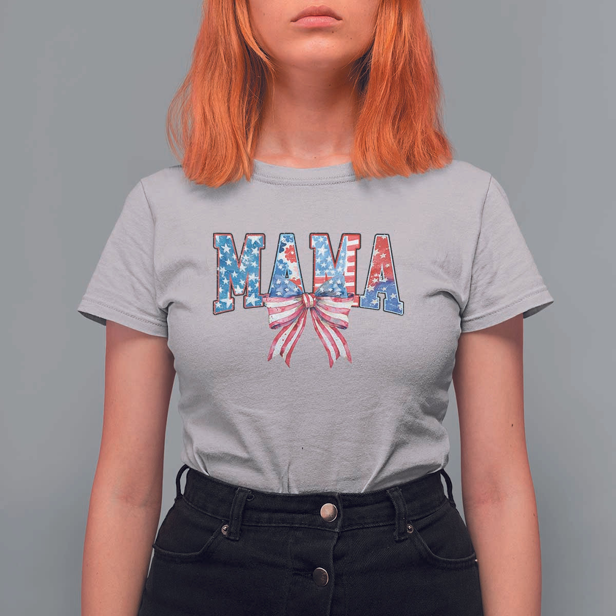 Funny American Patriotic Mama Coquette T Shirt For Women 4th Of July Mother's Day