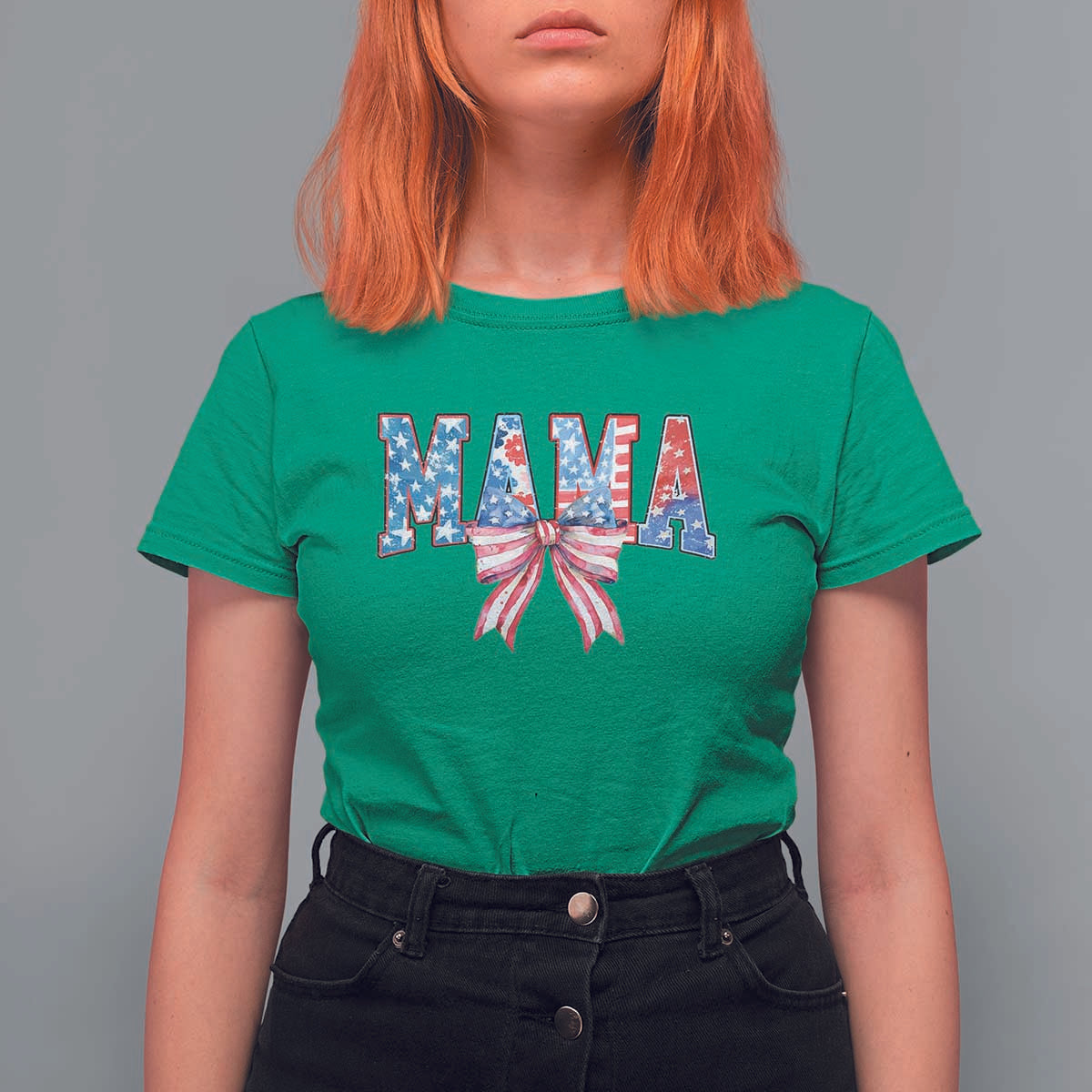 Funny American Patriotic Mama Coquette T Shirt For Women 4th Of July Mother's Day