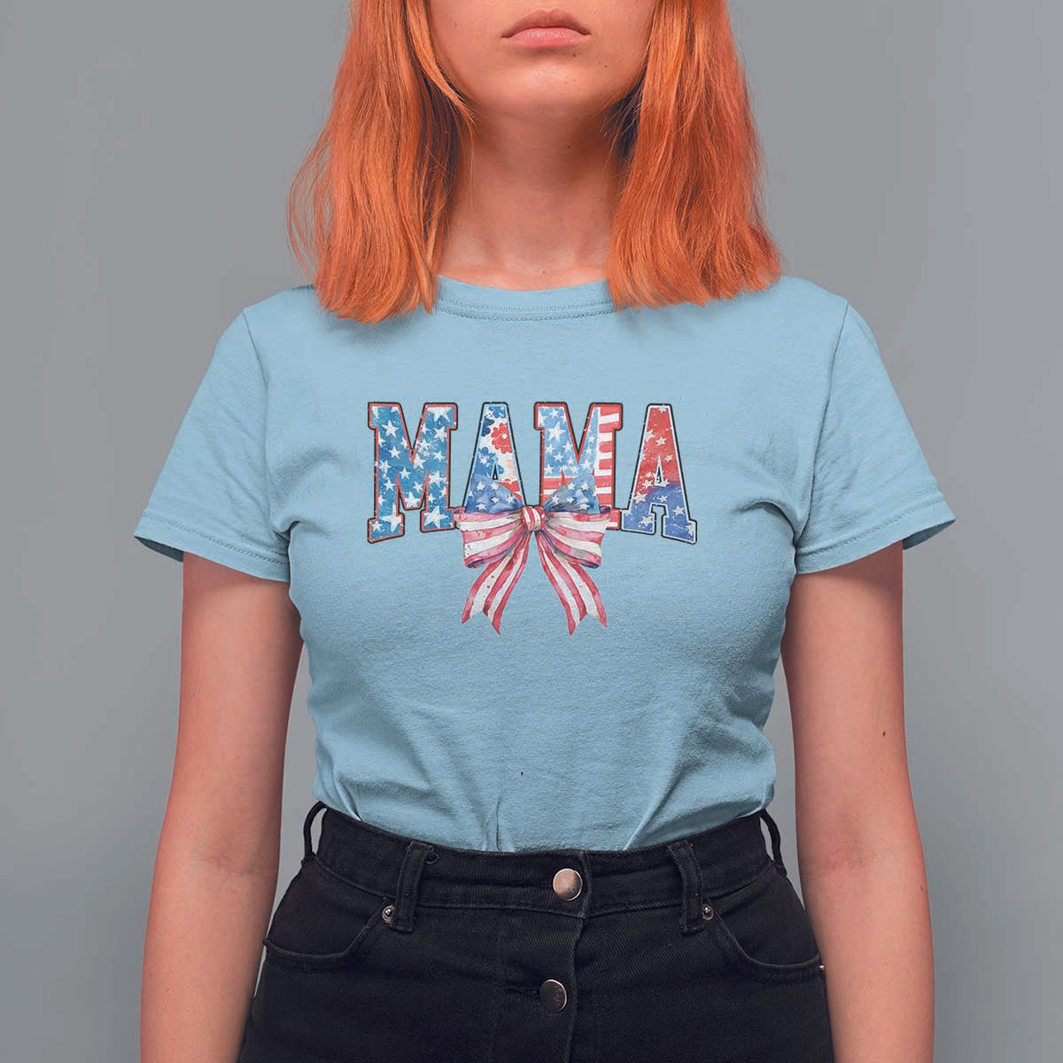 Funny American Patriotic Mama Coquette T Shirt For Women 4th Of July Mother's Day
