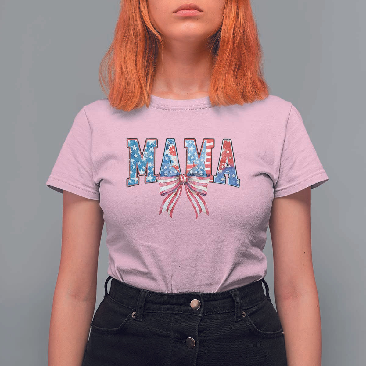 Funny American Patriotic Mama Coquette T Shirt For Women 4th Of July Mother's Day