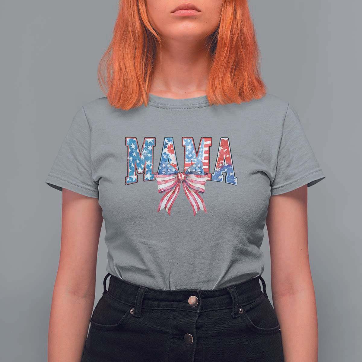 Funny American Patriotic Mama Coquette T Shirt For Women 4th Of July Mother's Day