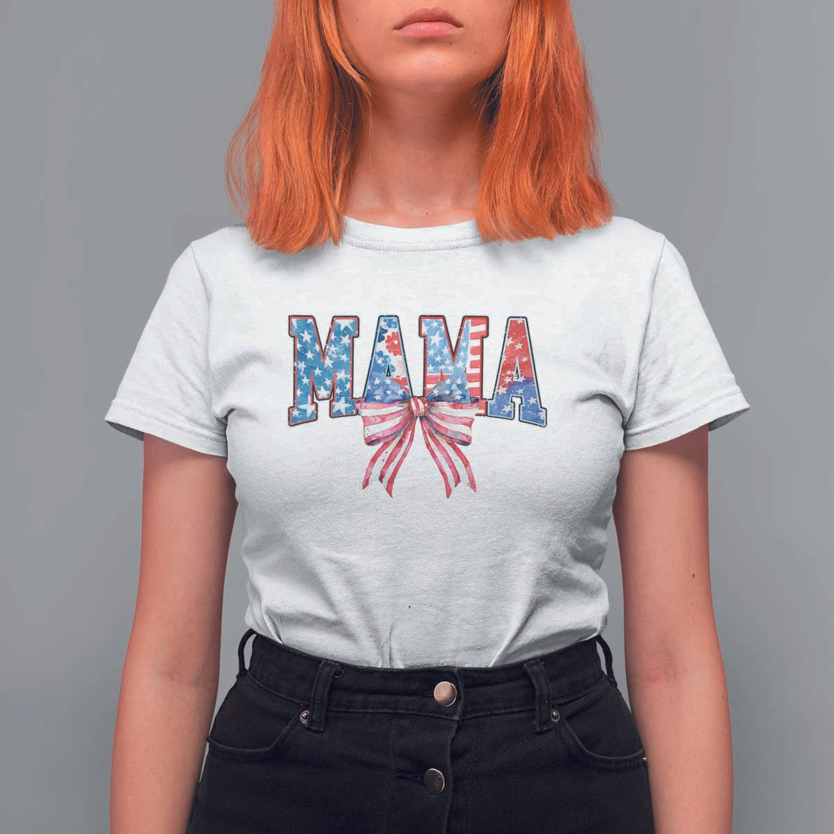 Funny American Patriotic Mama Coquette T Shirt For Women 4th Of July Mother's Day