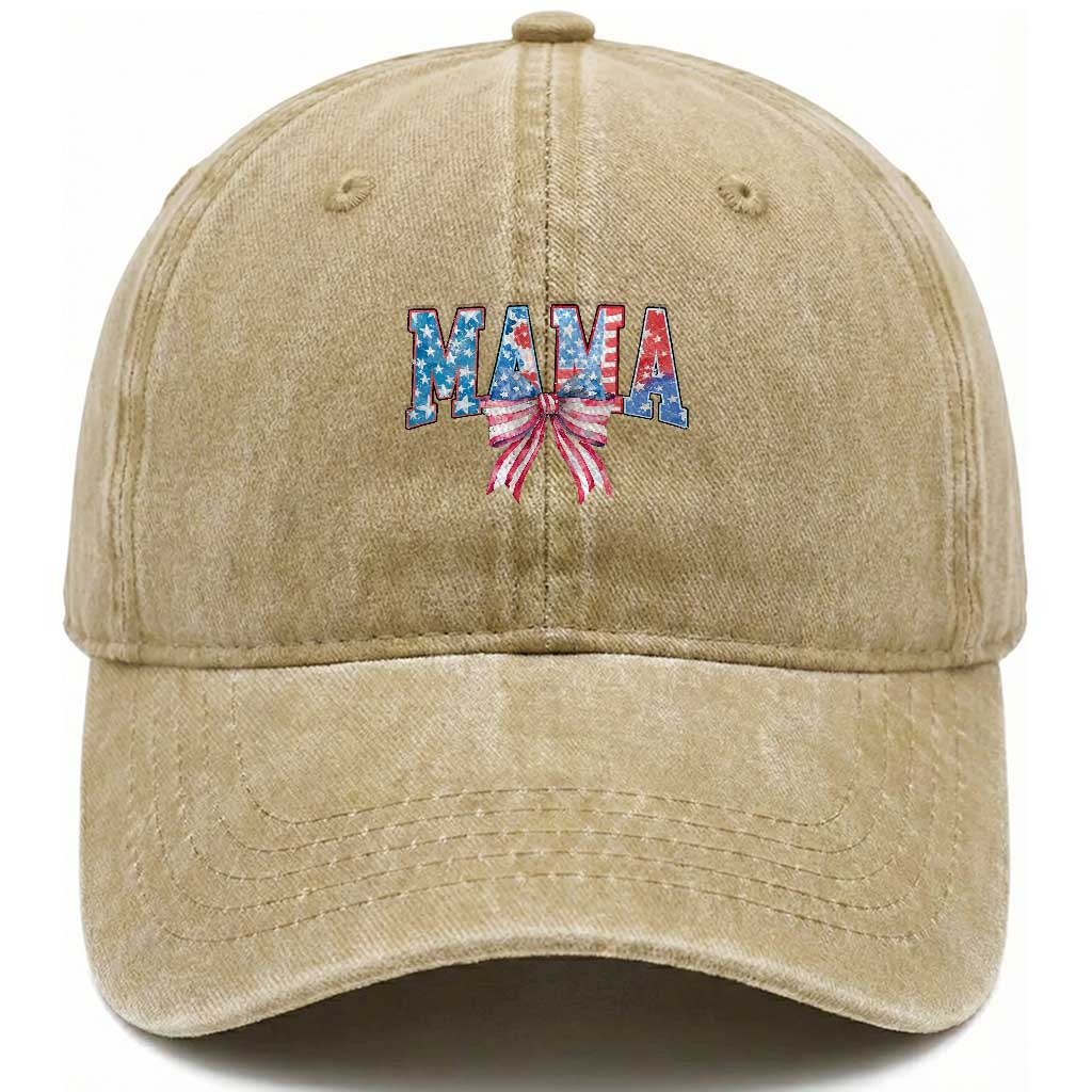 Funny American Patriotic Mama Coquette Washed Cotton Baseball Cap 4th Of July Mother's Day