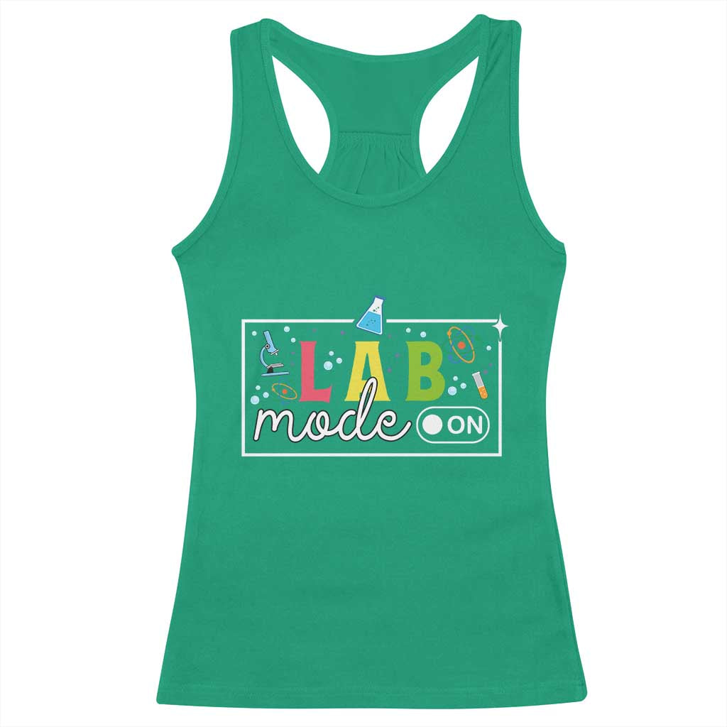 Funny Laboratory Scientist Racerback Tank Top Lab Mode On Chemistry Medical