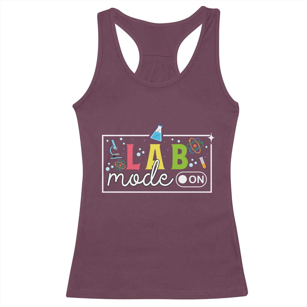 Funny Laboratory Scientist Racerback Tank Top Lab Mode On Chemistry Medical