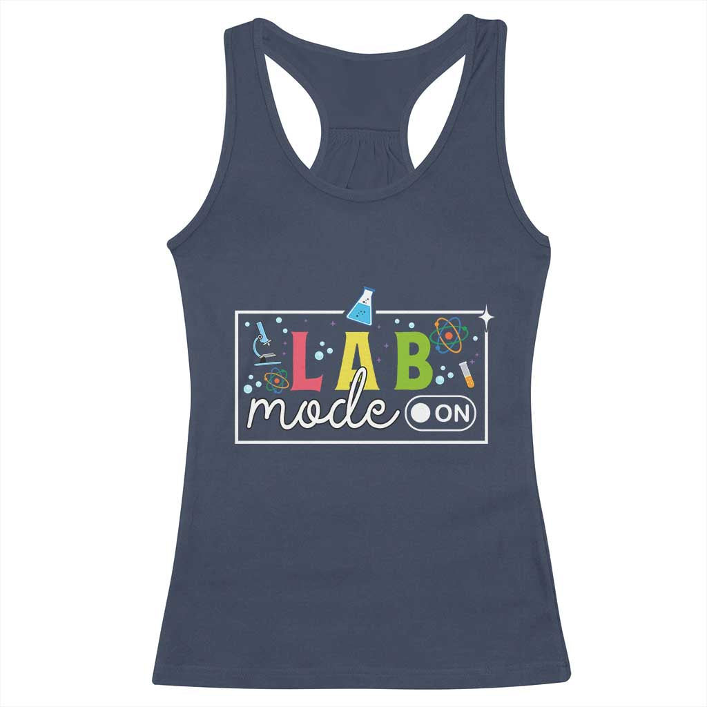 Funny Laboratory Scientist Racerback Tank Top Lab Mode On Chemistry Medical