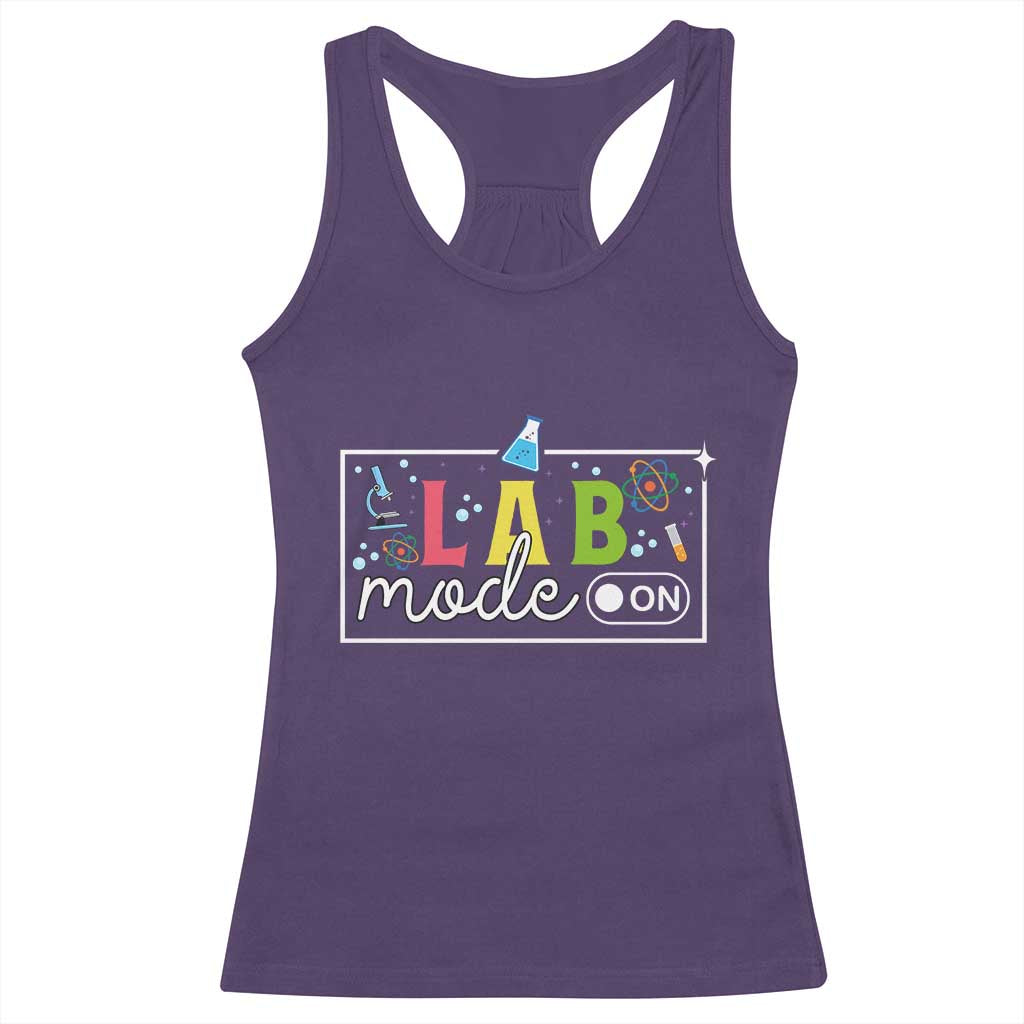 Funny Laboratory Scientist Racerback Tank Top Lab Mode On Chemistry Medical