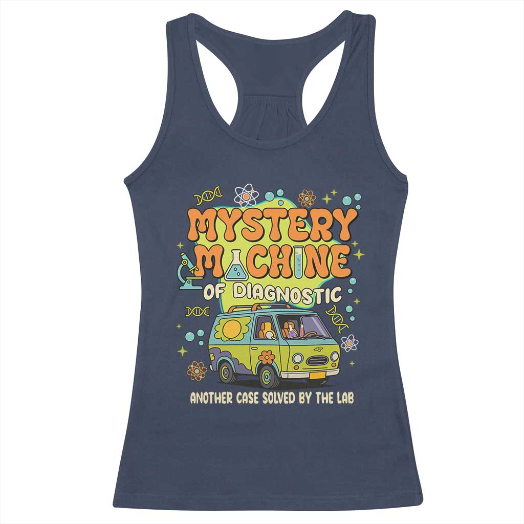 Funny Laboratory Week Scientist Racerback Tank Top Mystery Machine Of Diagnostic Chemistry Medical Van