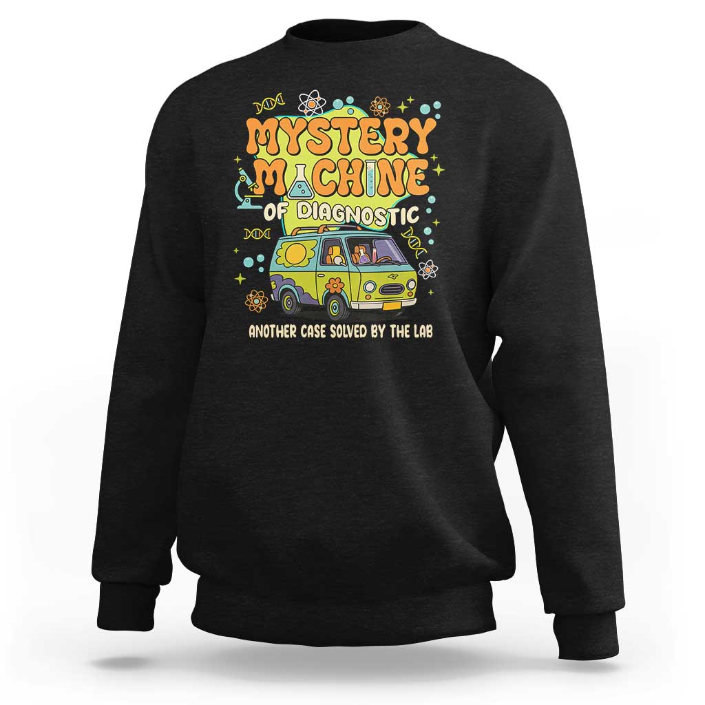 Funny Laboratory Week Scientist Sweatshirt Mystery Machine Of Diagnostic Chemistry Medical Van