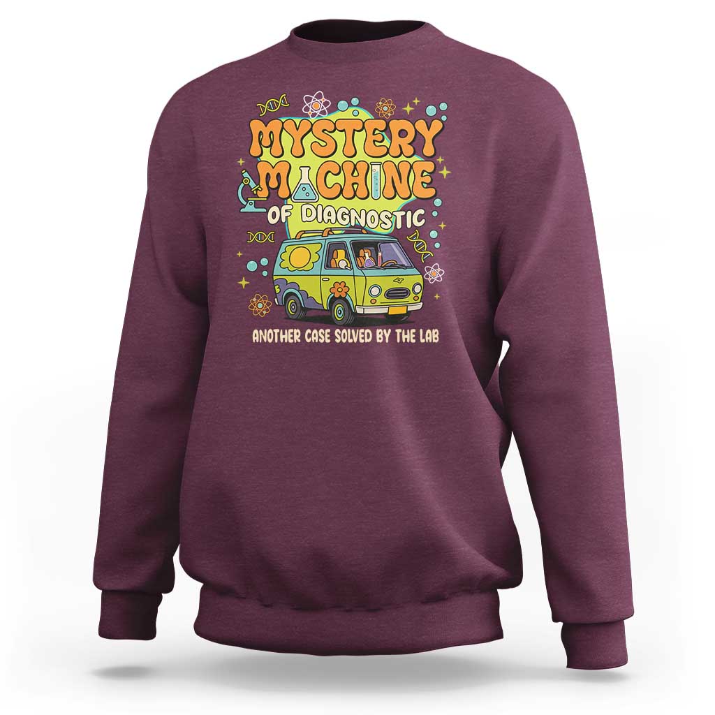 Funny Laboratory Week Scientist Sweatshirt Mystery Machine Of Diagnostic Chemistry Medical Van