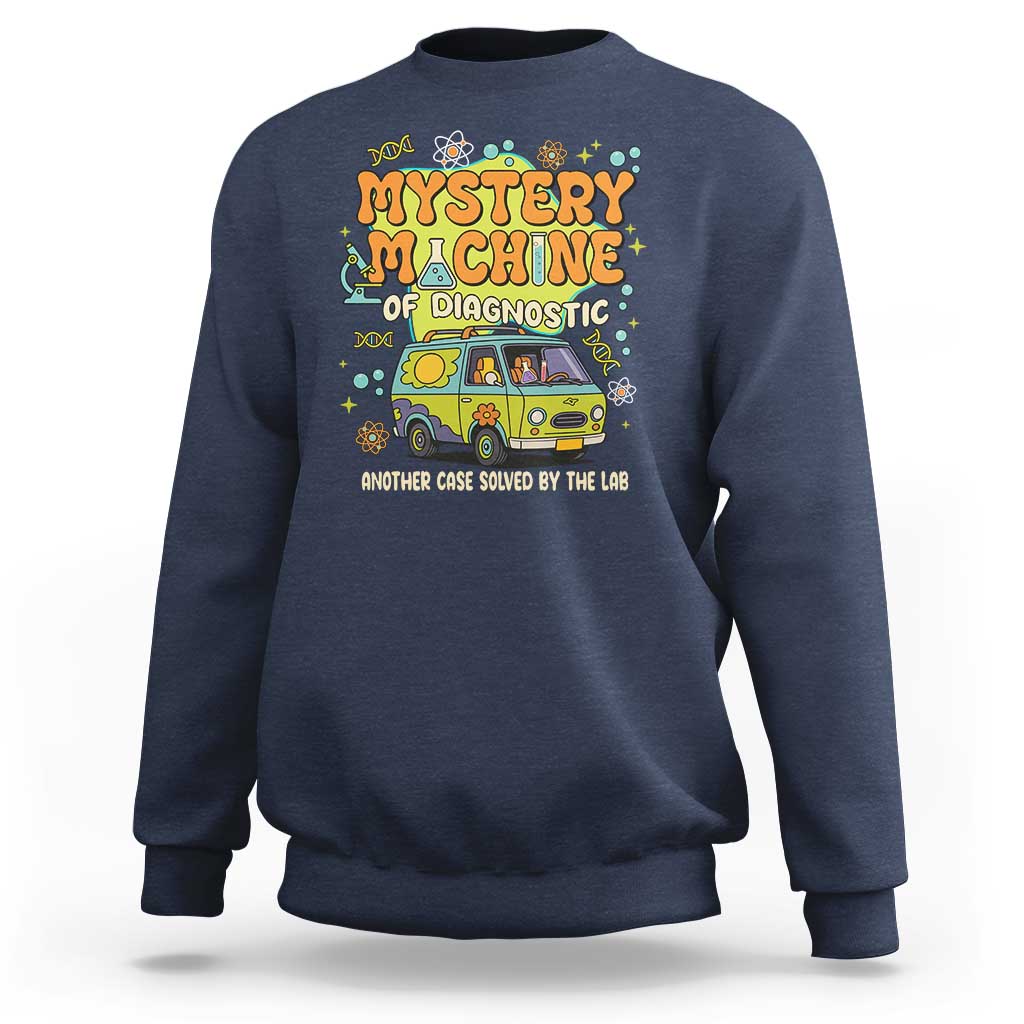 Funny Laboratory Week Scientist Sweatshirt Mystery Machine Of Diagnostic Chemistry Medical Van