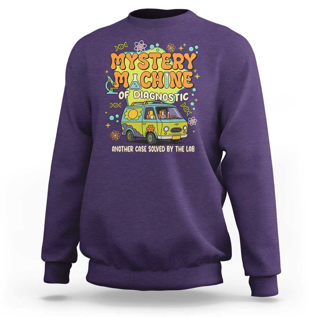 Funny Laboratory Week Scientist Sweatshirt Mystery Machine Of Diagnostic Chemistry Medical Van