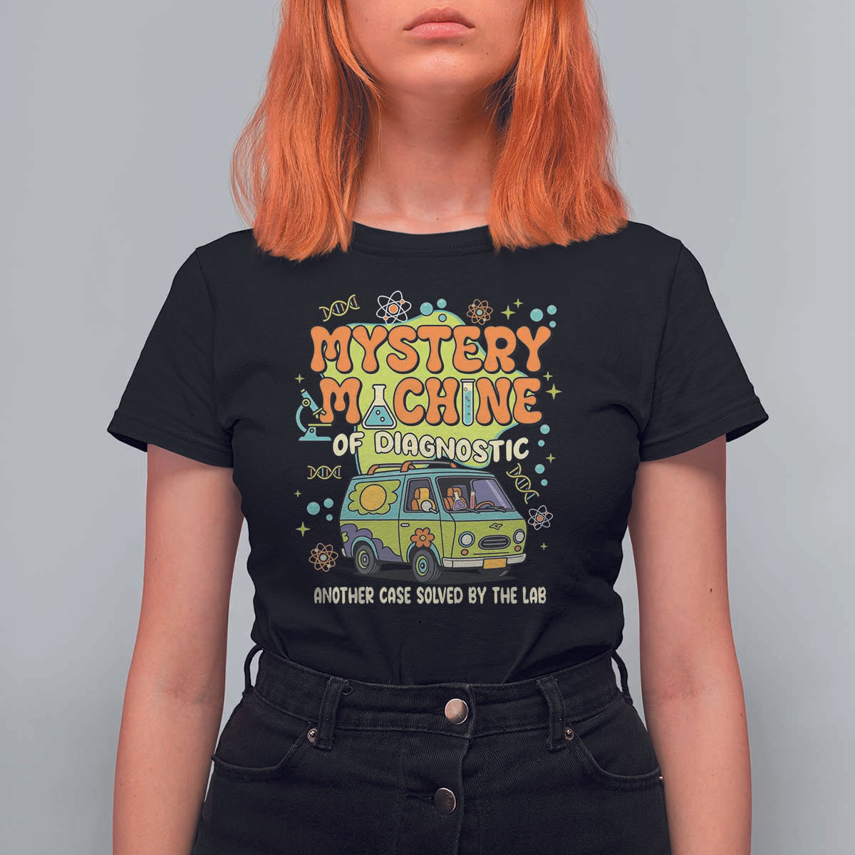 Funny Laboratory Week Scientist T Shirt For Women Mystery Machine Of Diagnostic Chemistry Medical Van