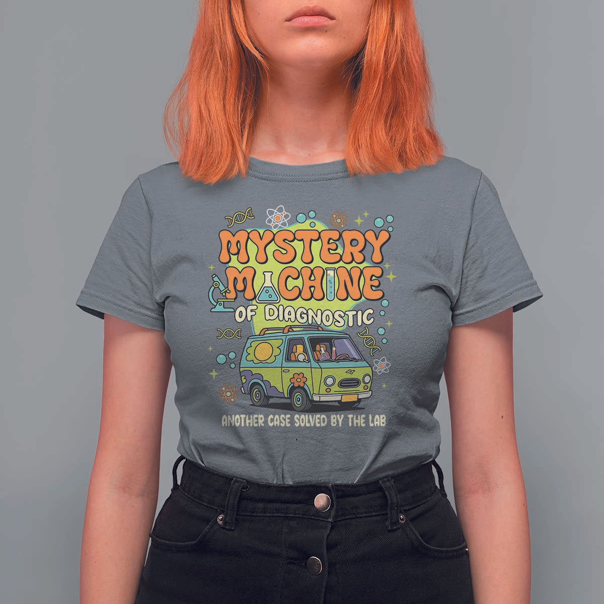 Funny Laboratory Week Scientist T Shirt For Women Mystery Machine Of Diagnostic Chemistry Medical Van