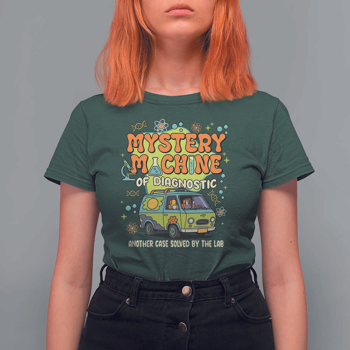 Funny Laboratory Week Scientist T Shirt For Women Mystery Machine Of Diagnostic Chemistry Medical Van