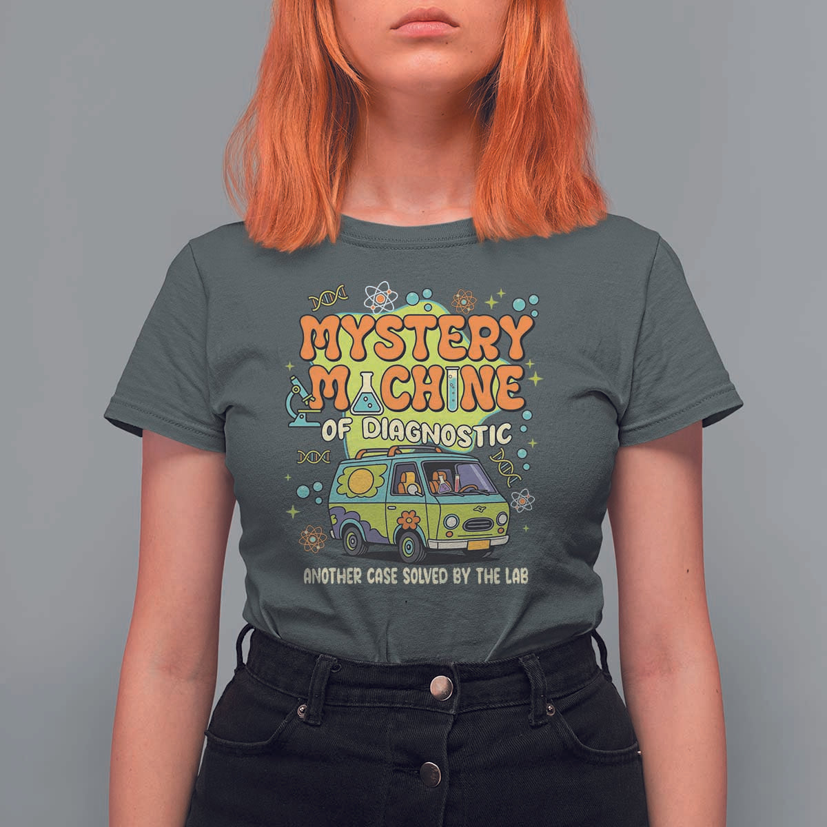 Funny Laboratory Week Scientist T Shirt For Women Mystery Machine Of Diagnostic Chemistry Medical Van
