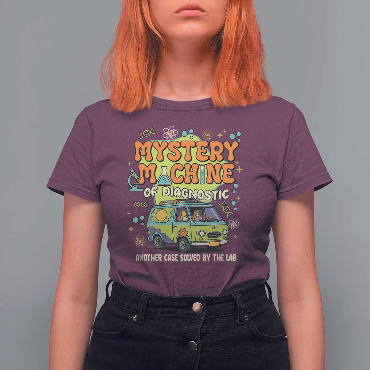 Funny Laboratory Week Scientist T Shirt For Women Mystery Machine Of Diagnostic Chemistry Medical Van