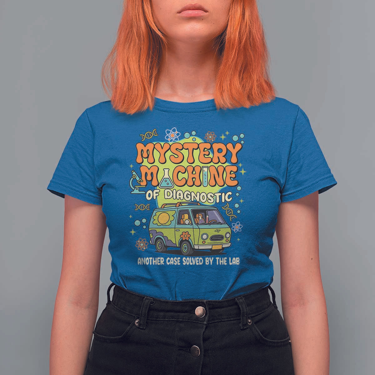 Funny Laboratory Week Scientist T Shirt For Women Mystery Machine Of Diagnostic Chemistry Medical Van