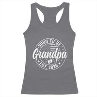 Funny Promoted To Grandpa 2025 Racerback Tank Top Newborn Vintage American Flag Baby Footprint
