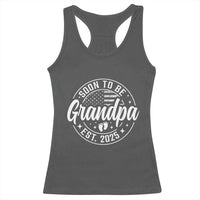Funny Promoted To Grandpa 2025 Racerback Tank Top Newborn Vintage American Flag Baby Footprint