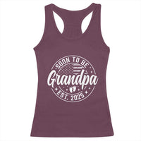 Funny Promoted To Grandpa 2025 Racerback Tank Top Newborn Vintage American Flag Baby Footprint