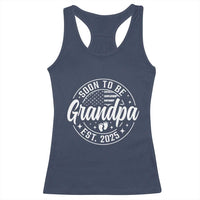 Funny Promoted To Grandpa 2025 Racerback Tank Top Newborn Vintage American Flag Baby Footprint