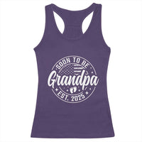 Funny Promoted To Grandpa 2025 Racerback Tank Top Newborn Vintage American Flag Baby Footprint