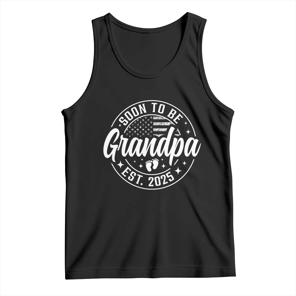 Funny Promoted To Grandpa 2025 Tank Top Newborn Vintage American Flag Baby Footprint