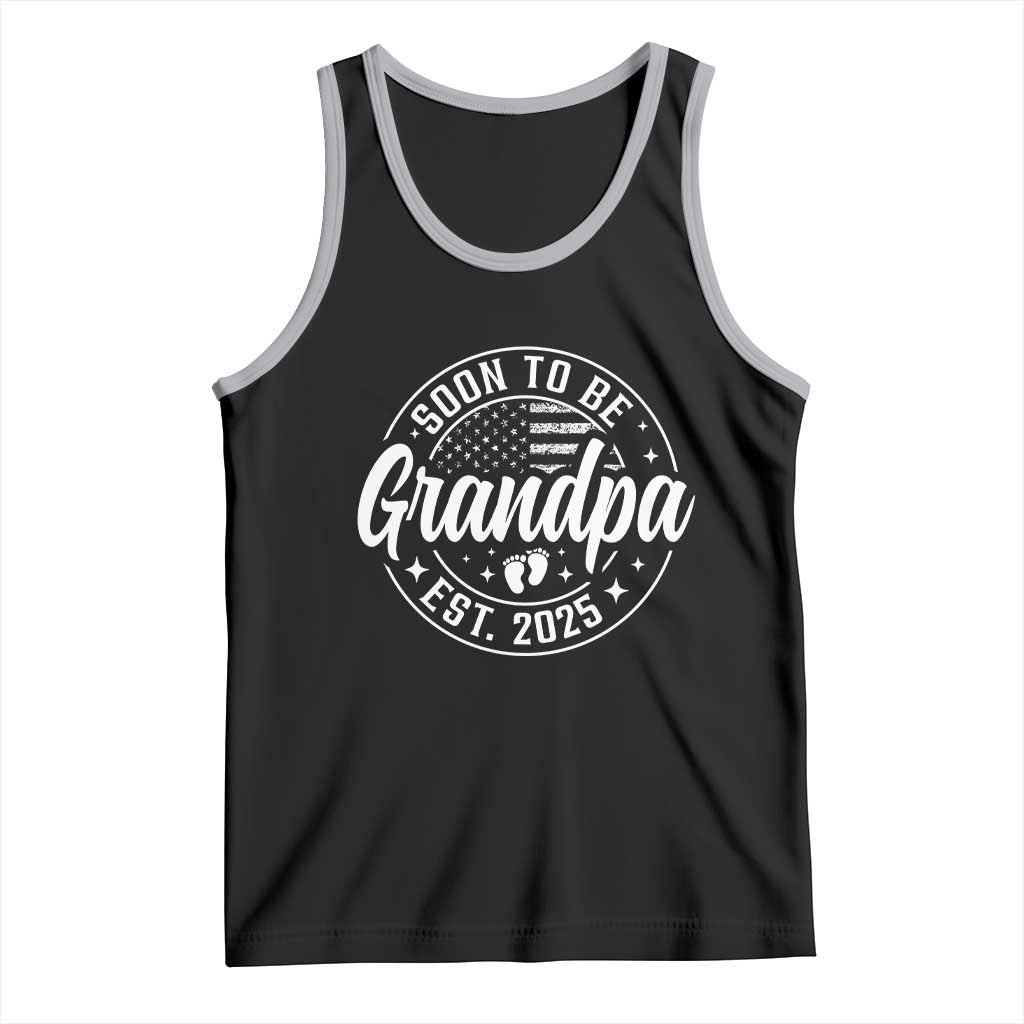 Funny Promoted To Grandpa 2025 Tank Top Newborn Vintage American Flag Baby Footprint