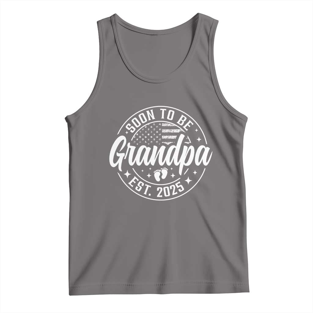 Funny Promoted To Grandpa 2025 Tank Top Newborn Vintage American Flag Baby Footprint