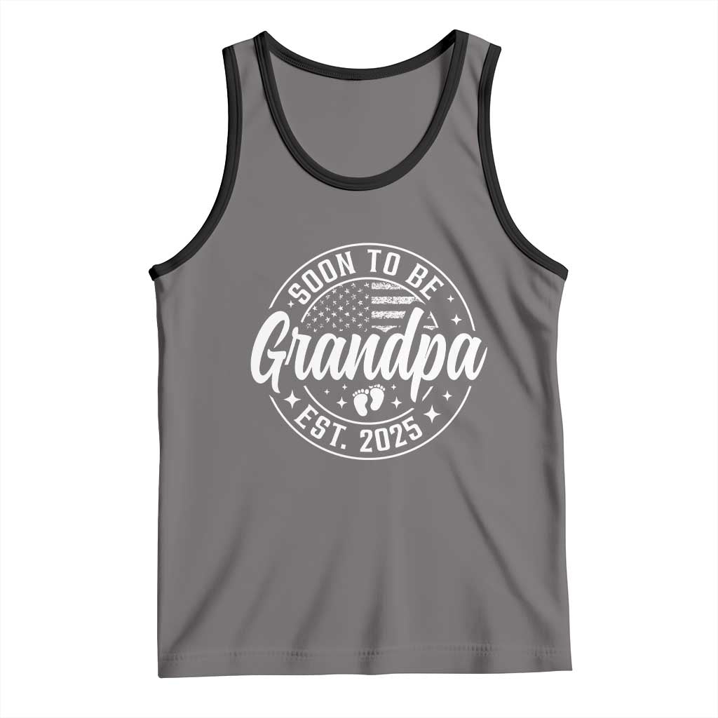 Funny Promoted To Grandpa 2025 Tank Top Newborn Vintage American Flag Baby Footprint