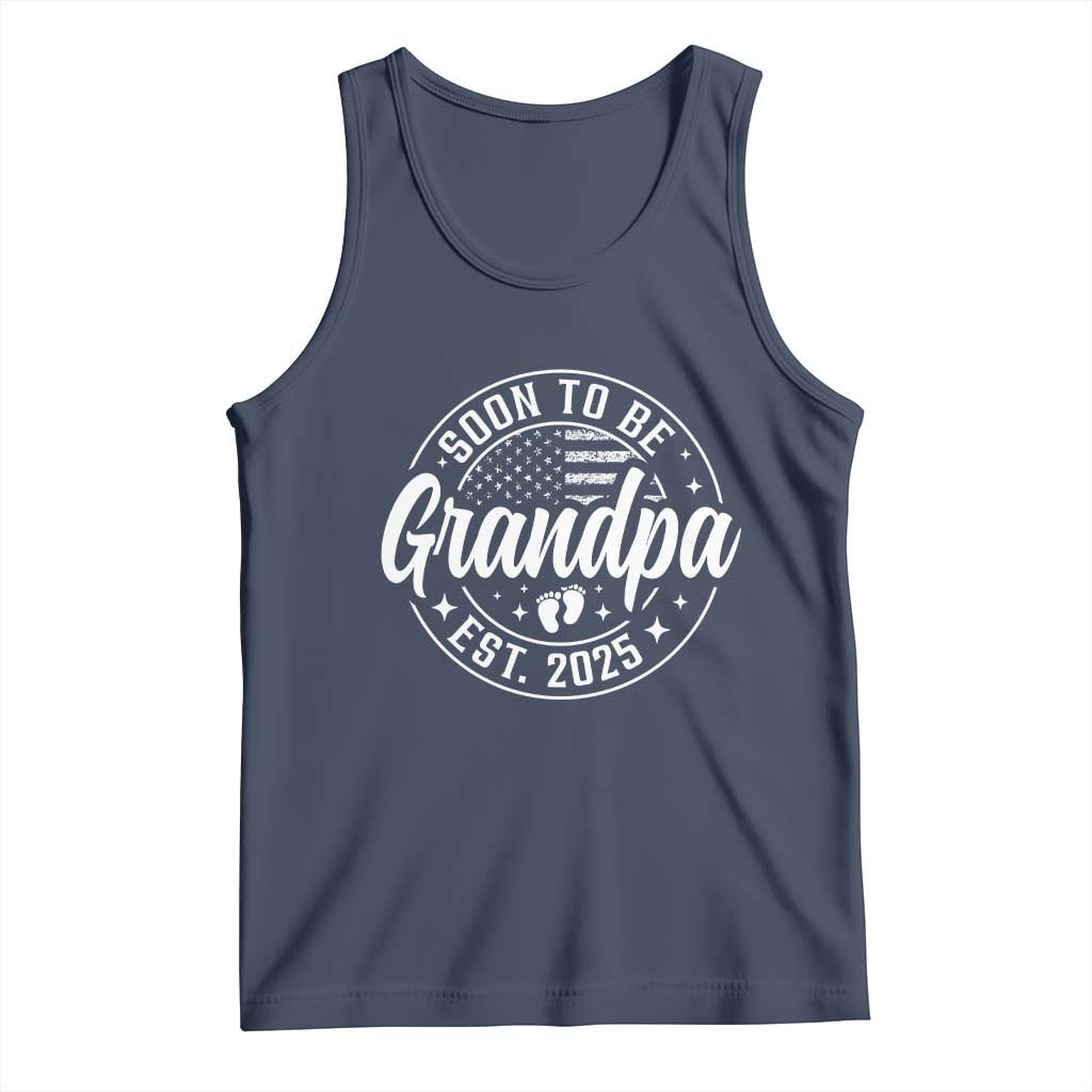 Funny Promoted To Grandpa 2025 Tank Top Newborn Vintage American Flag Baby Footprint