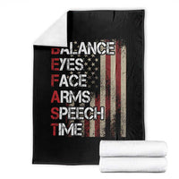 Stroke Awareness Throw Blanket BEFAST Stroke Symptoms Vintage American Flag