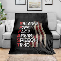 Stroke Awareness Throw Blanket BEFAST Stroke Symptoms Vintage American Flag