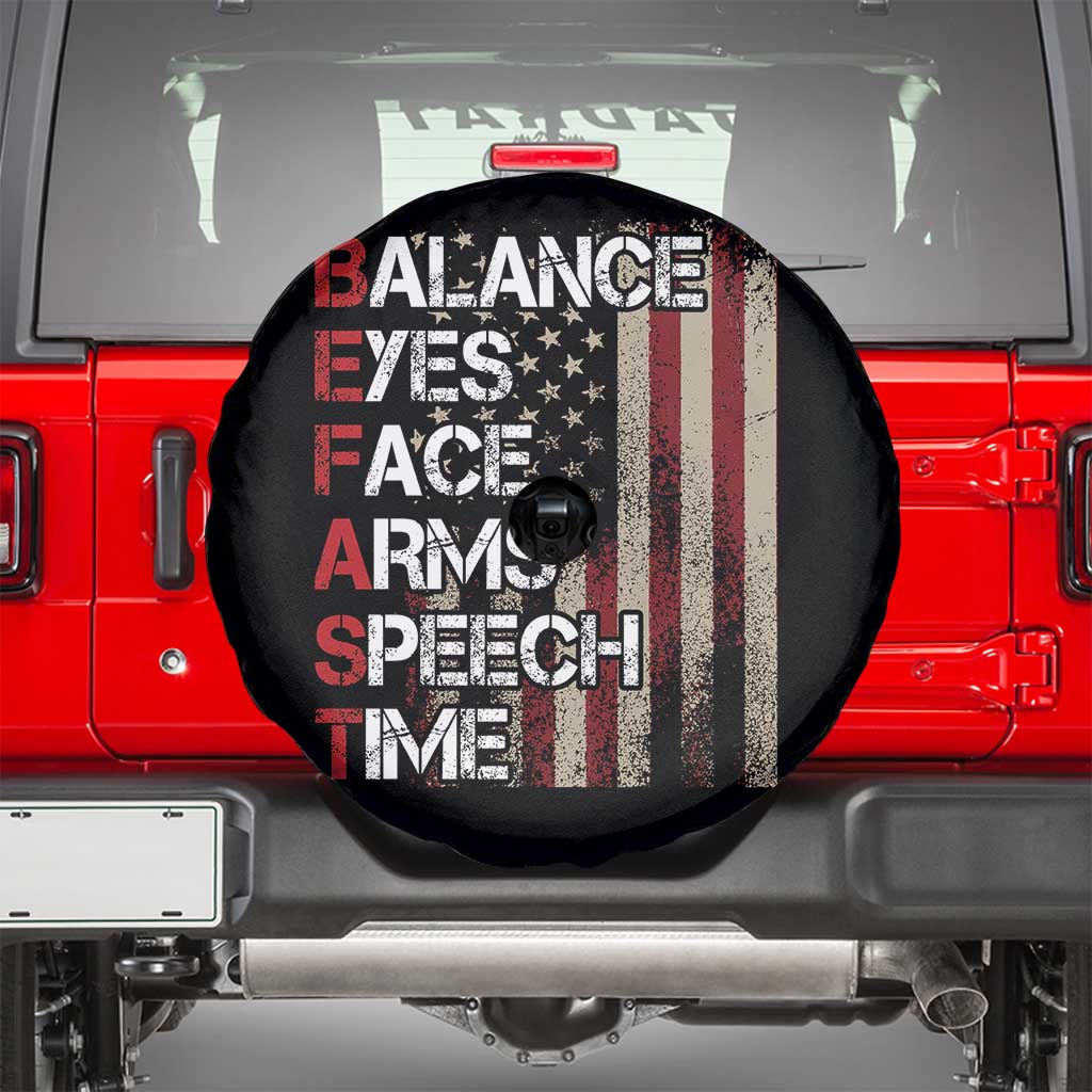Stroke Awareness Spare Tire Cover BEFAST Stroke Symptoms Vintage American Flag