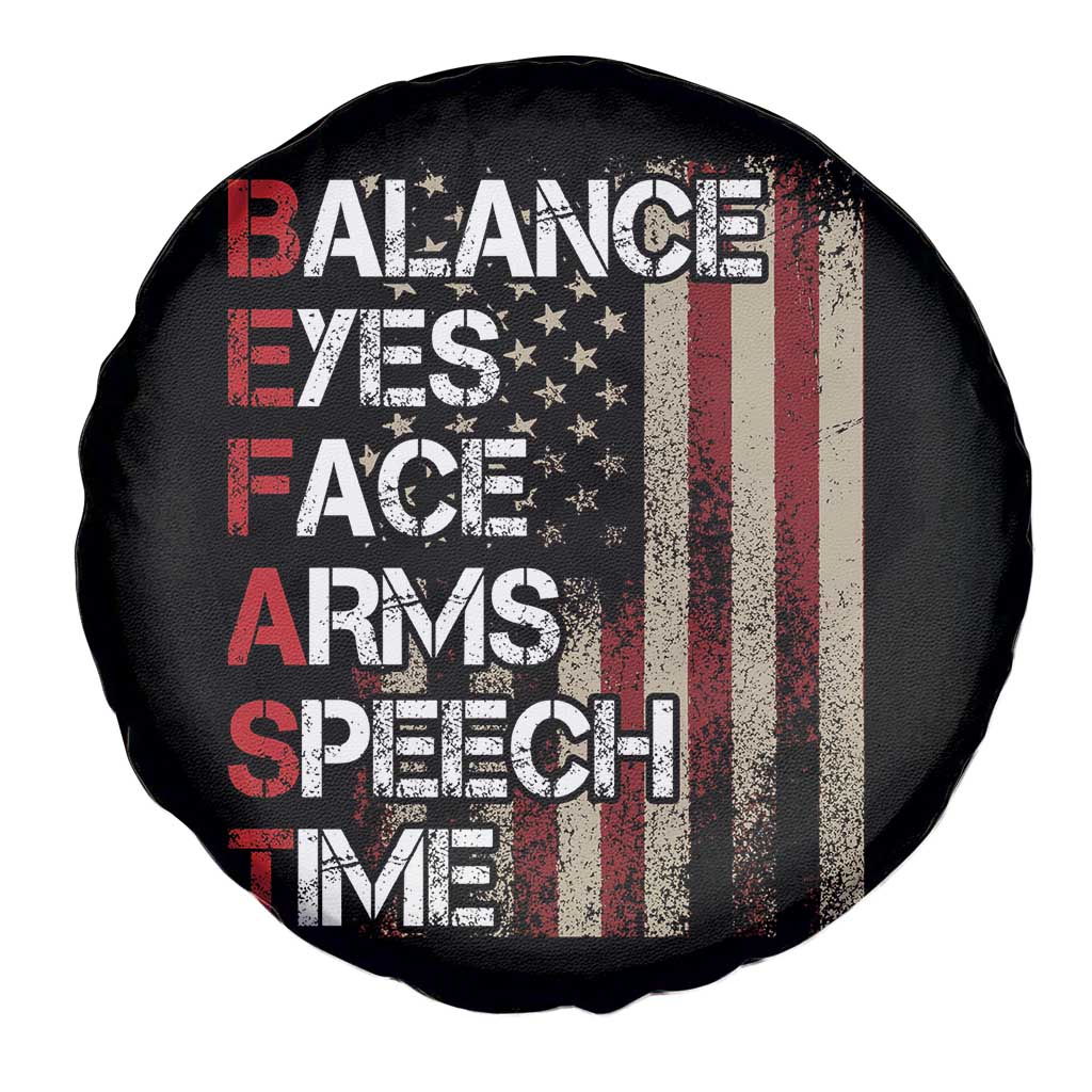 Stroke Awareness Spare Tire Cover BEFAST Stroke Symptoms Vintage American Flag