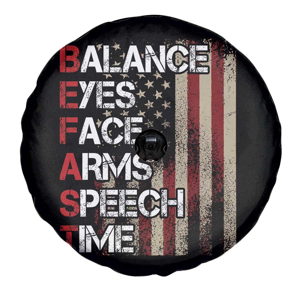 Stroke Awareness Spare Tire Cover BEFAST Stroke Symptoms Vintage American Flag