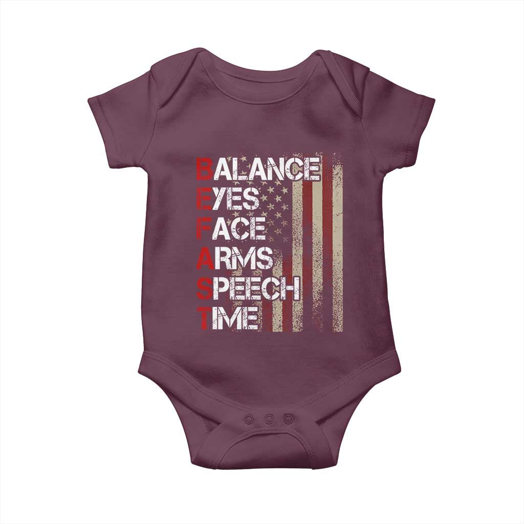 Stroke Awareness Baby Onesie BEFAST Stroke Symptoms Vintage American Flag